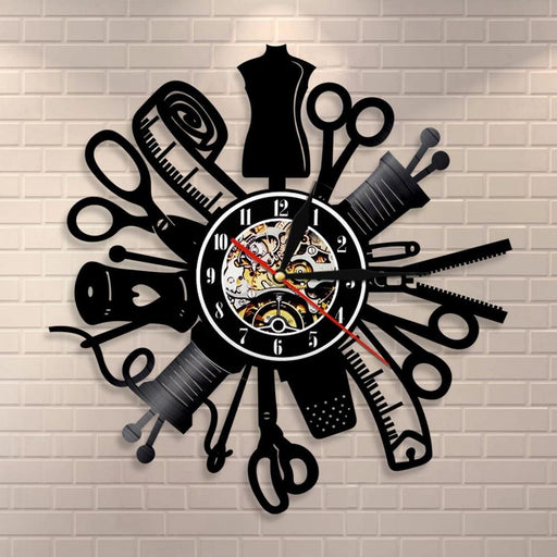 Vintage Sewing Machine Led Vinyl Record Wall Clock Quilting