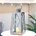Vintage Stainless Steel Candle Holder Lantern With Tempered