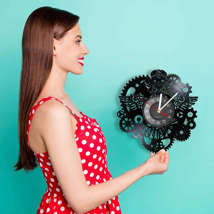 Vintage Steampunk Owl Wall Clock