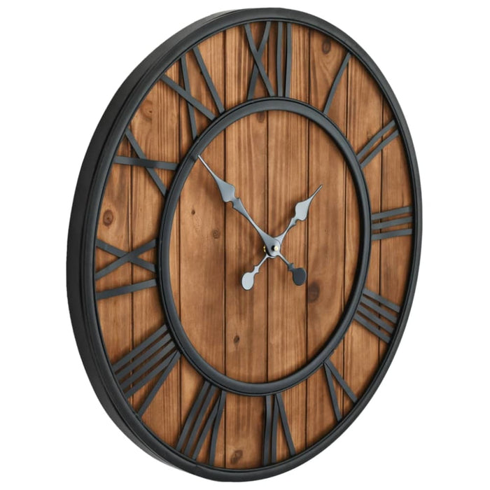 Vintage Wall Clock With Quartz Movement Wood And Metal 60