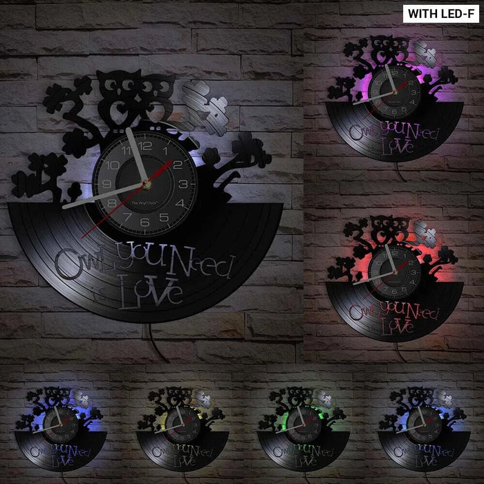 Vinyl Record Clock Eagle Owl Wall Art