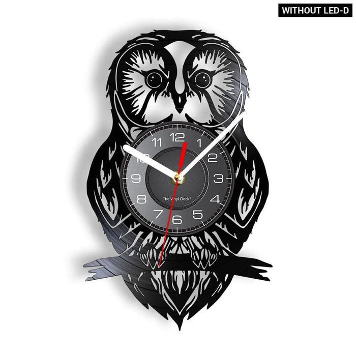 Vinyl Record Clock Eagle Owl Wall Art