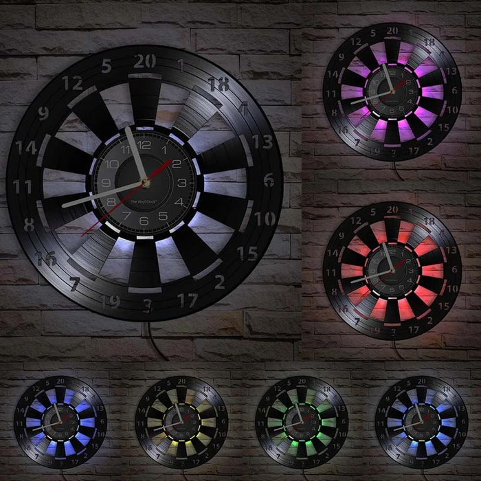 Vinyl Record Wall Clock for Darts Game Room