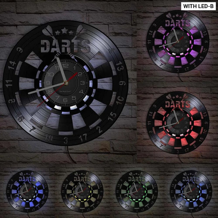 Vinyl Record Wall Clock for Darts Game Room