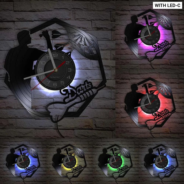 Vinyl Record Wall Clock for Darts Game Room