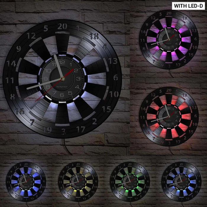 Vinyl Record Wall Clock for Darts Game Room