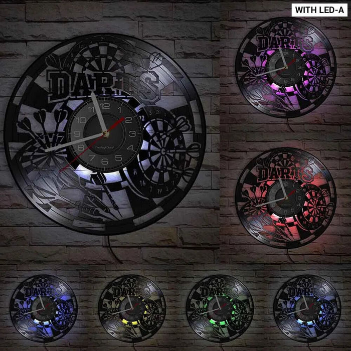 Vinyl Record Wall Clock for Darts Game Room