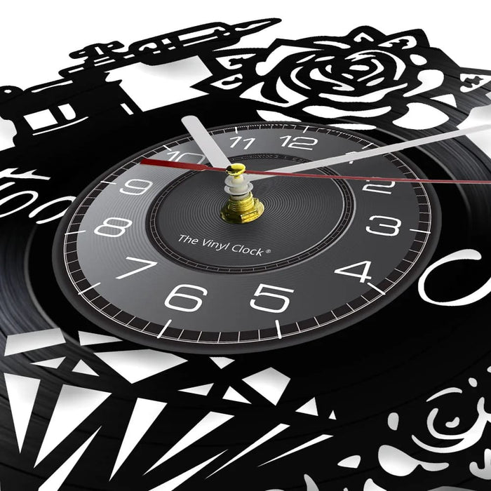 Vinyl Record Wall Clock for Tattoo Studio Decor
