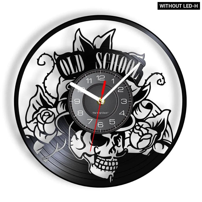 Vinyl Record Wall Clock for Tattoo Studio Decor