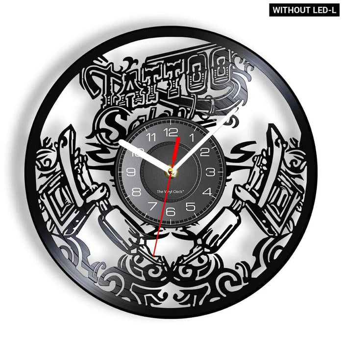 Vinyl Record Wall Clock for Tattoo Studio Decor