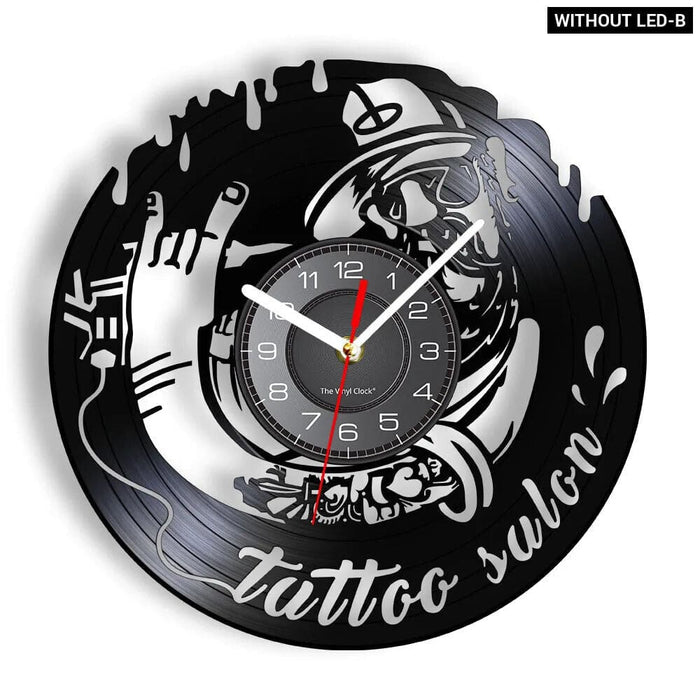 Vinyl Record Wall Clock for Tattoo Studio Decor
