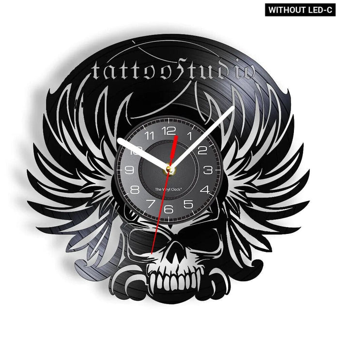 Vinyl Record Wall Clock for Tattoo Studio Decor