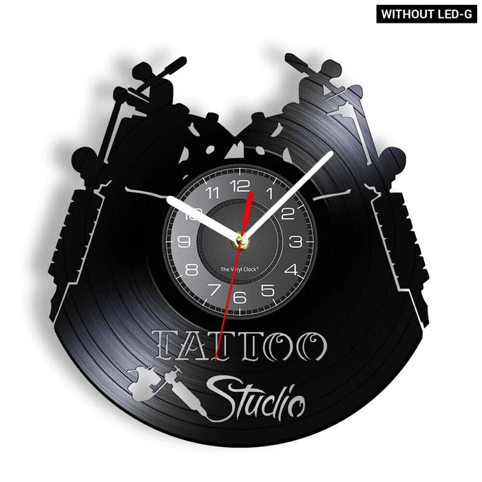 Vinyl Record Wall Clock for Tattoo Studio Decor