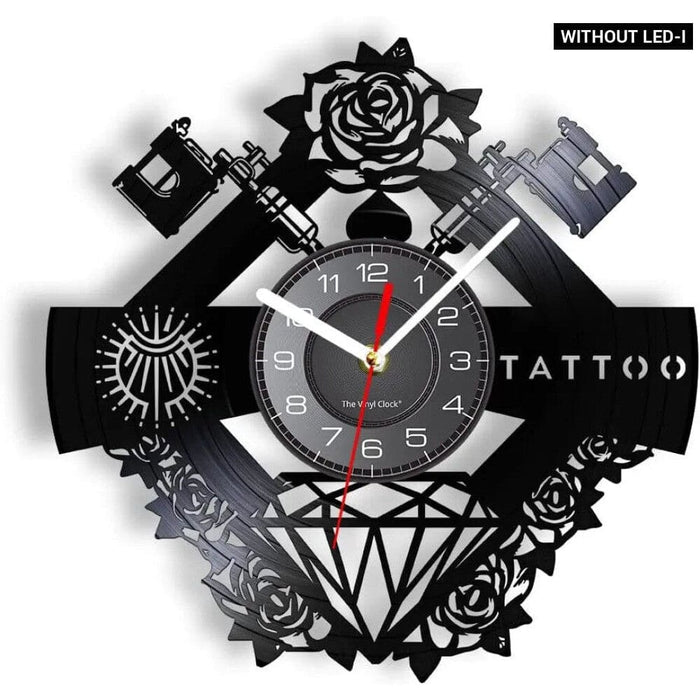 Vinyl Record Wall Clock for Tattoo Studio Decor