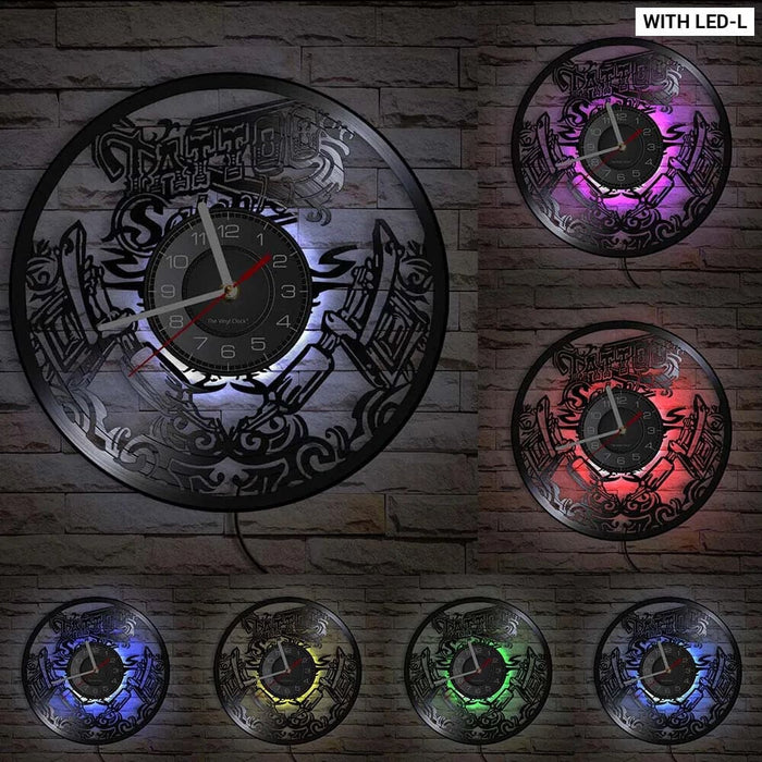 Vinyl Record Wall Clock for Tattoo Studio Decor