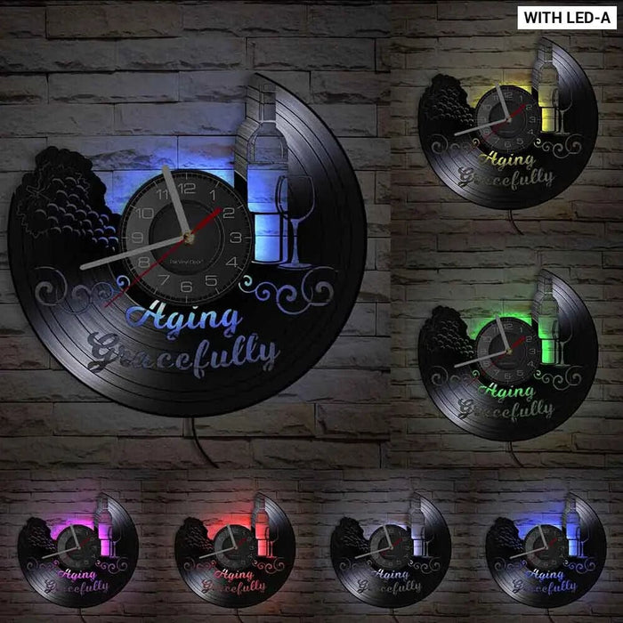 Vinyl Record Wine Logo Wall Clock