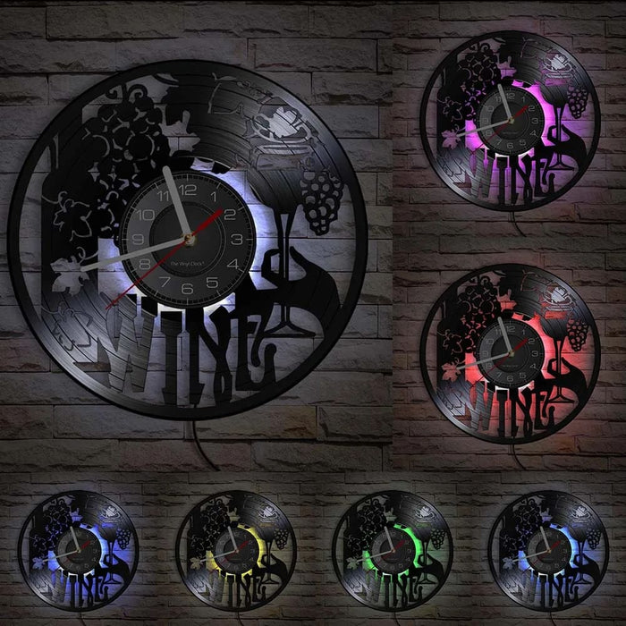 Vinyl Record Wine Logo Wall Clock