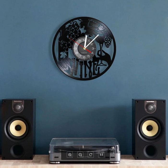 Vinyl Record Wine Logo Wall Clock