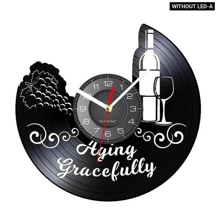 Vinyl Record Wine Logo Wall Clock