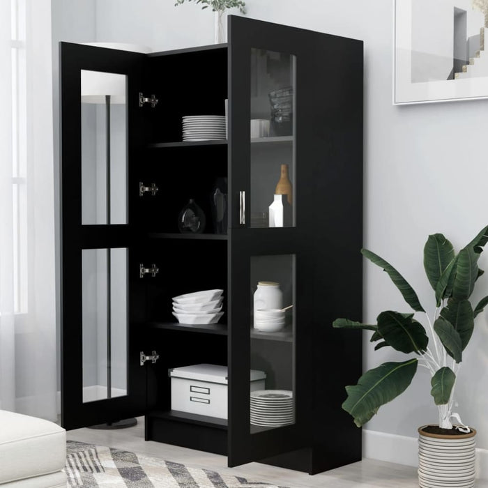Vitrine Cabinet Black 82.5x30.5x150 Cm Engineered Wood