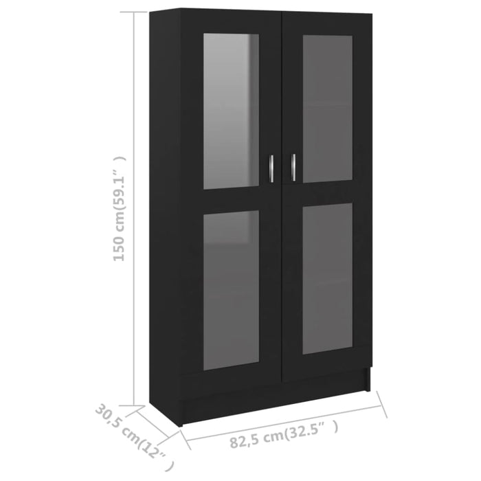 Vitrine Cabinet Black 82.5x30.5x150 Cm Engineered Wood