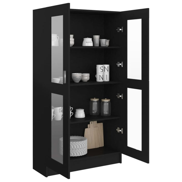 Vitrine Cabinet Black 82.5x30.5x150 Cm Engineered Wood