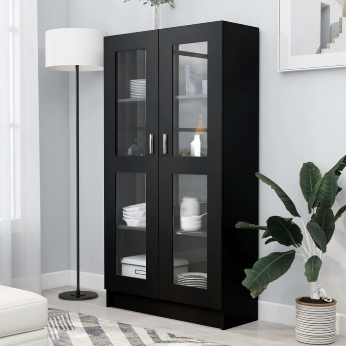 Vitrine Cabinet Black 82.5x30.5x150 Cm Engineered Wood