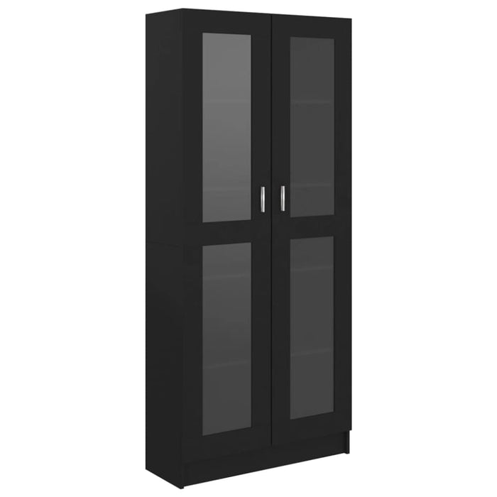 Vitrine Cabinet Black 82.5x30.5x185.5 Cm Engineered Wood
