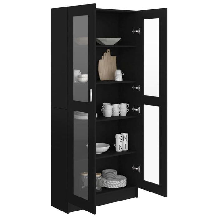 Vitrine Cabinet Black 82.5x30.5x185.5 Cm Engineered Wood