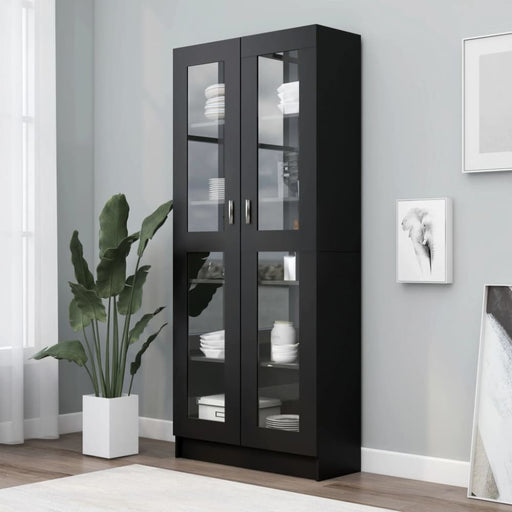 Vitrine Cabinet Black 82.5x30.5x185.5 Cm Engineered Wood