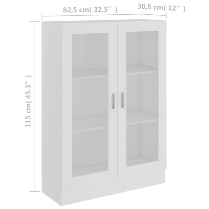 Vitrine Cabinet White 82.5x30.5x115 Cm Engineered Wood