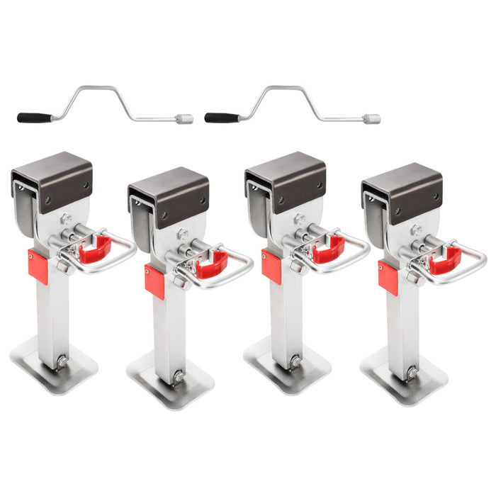 4X400Mm Drop Down Corner Legs W / Handle Steel Base Caravan Stabilizer Leg 1200Lbs