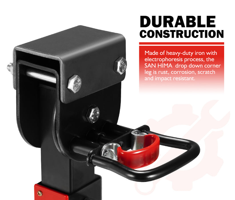 4X 400Mm Drop Down Corner Legs 1200Lbs Steel Base Caravan Camper Trailer W / Handle