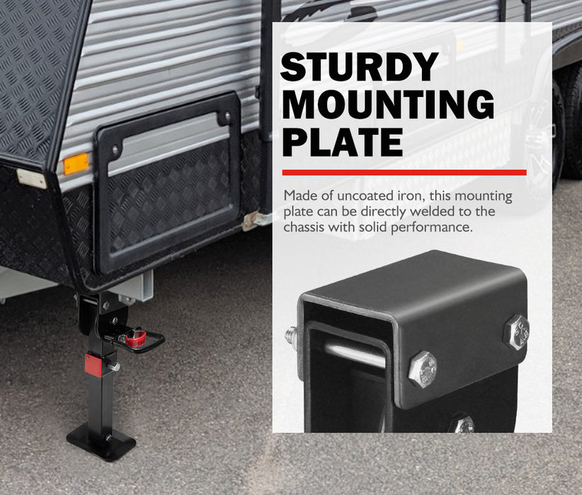 2X 400Mm Drop Down Corner Legs W / Handle Steel Base 1200Lbs Caravan Camper Trailer