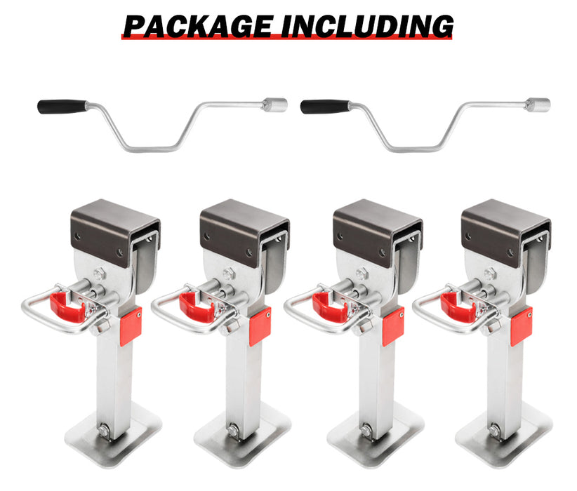 4X400Mm Drop Down Corner Legs W / Handle Steel Base Caravan Stabilizer Leg 1200Lbs