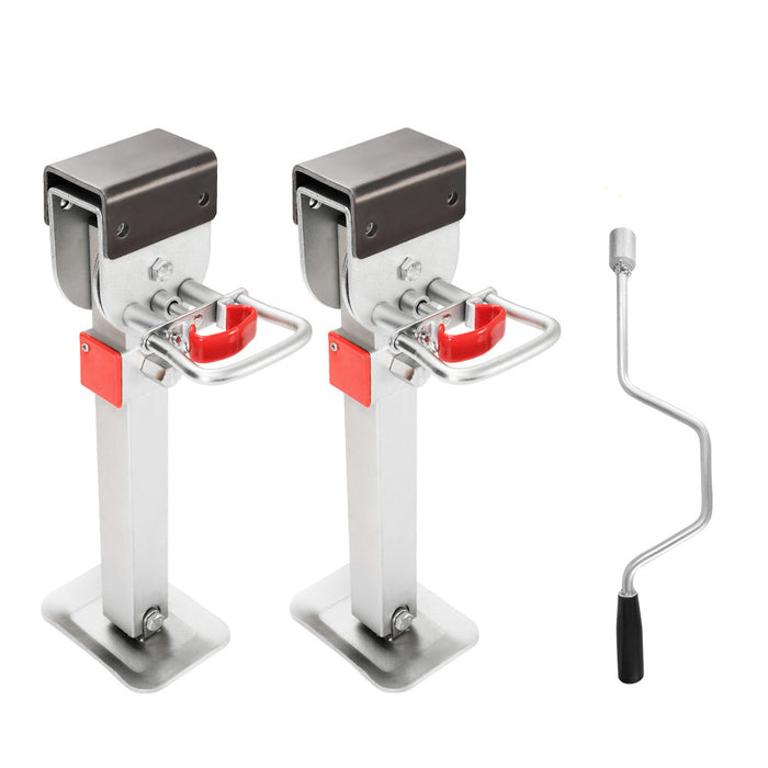 2X 470Mm Drop Down Corner Legs Steadies & Handle Steel Foot Caravan Trailer