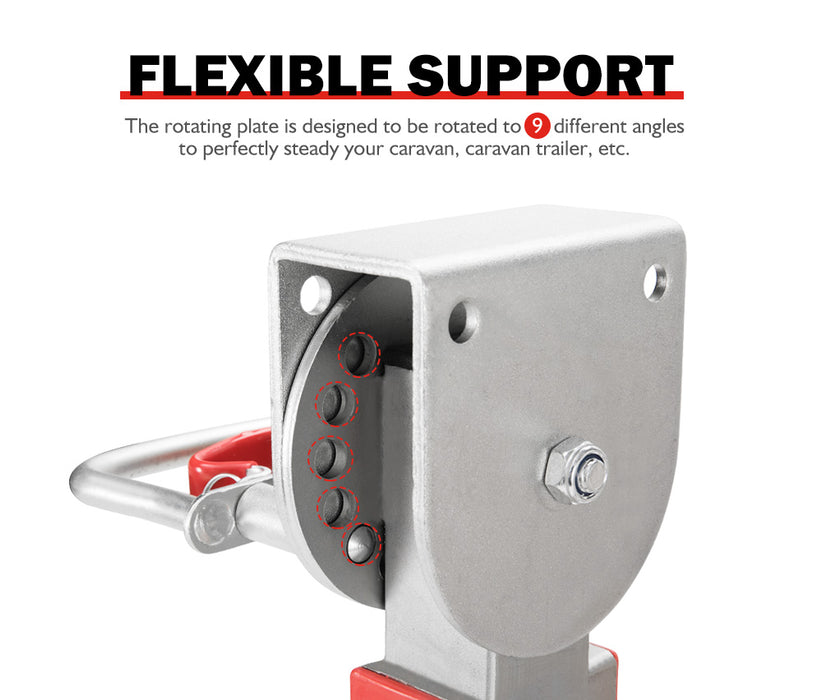 2X 470Mm Drop Down Corner Legs Steadies & Handle Steel Foot Caravan Trailer
