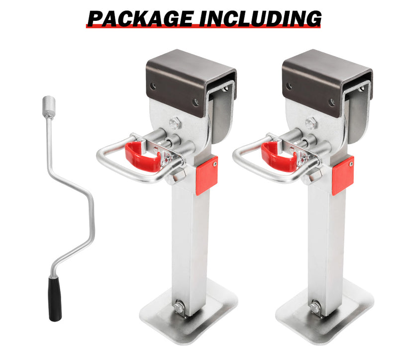2X 470Mm Drop Down Corner Legs Steadies & Handle Steel Foot Caravan Trailer