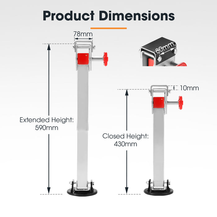 Drop Down Corner Legs 400Mm- 740Mm Caravan Stabilizer 1200Lbs / 1500Lbs