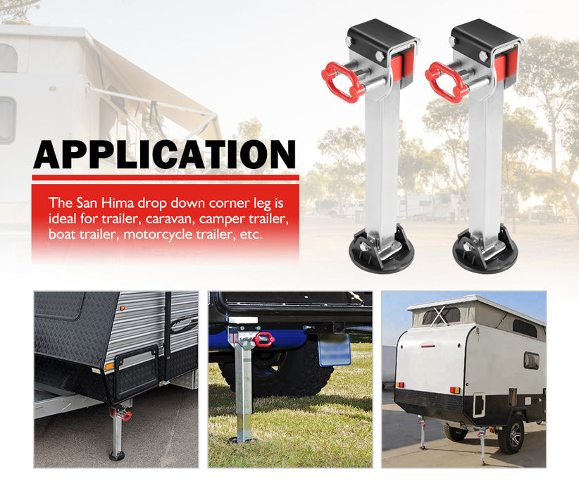 4X 740Mm Drop Down Corner Steadies Stabilizer Legs Caravan Camper Trailer