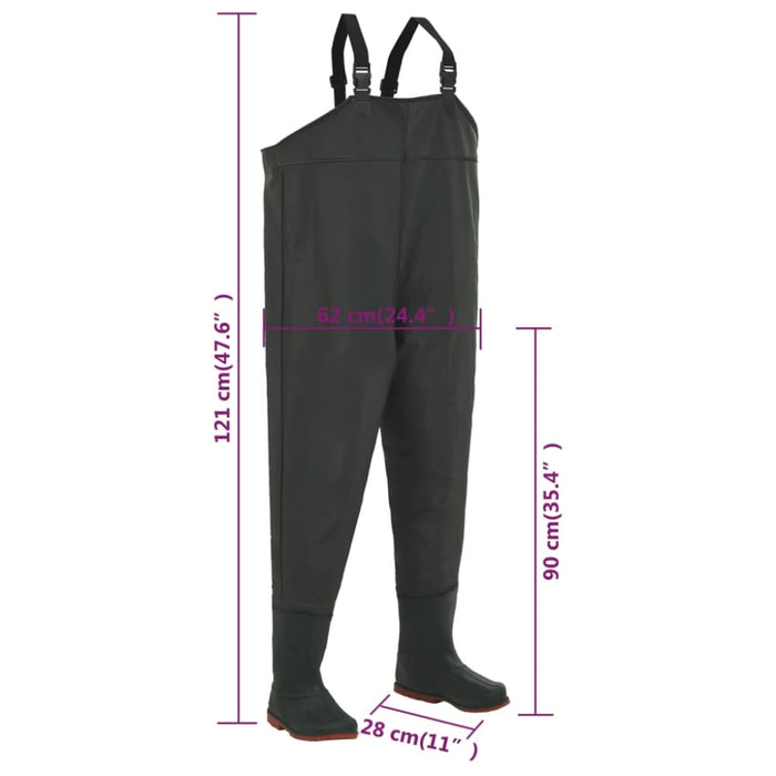 Wading Pants With Boots Green Size 44 Ottlpk