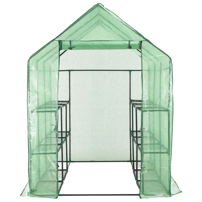 Walk - in Greenhouse With 12 Shelves Steel 143x214x196 Cm