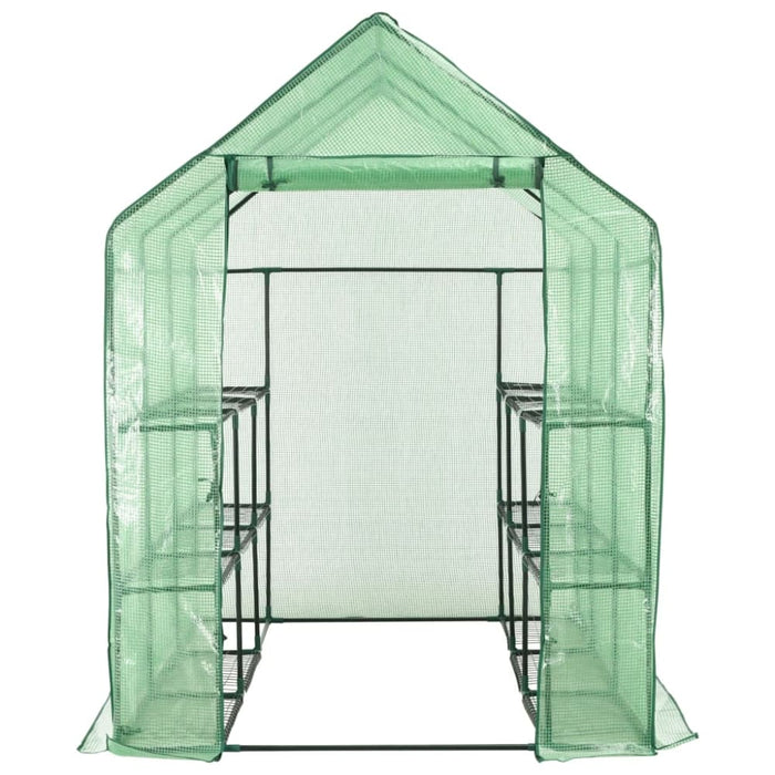Walk-in Greenhouse with 12 Shelves Steel 143x214x196 Cm