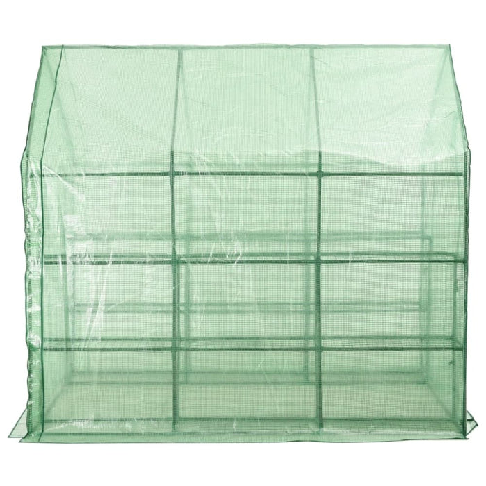 Walk-in Greenhouse with 12 Shelves Steel 143x214x196 Cm