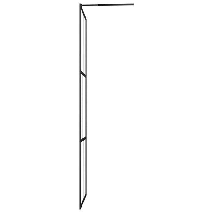 Walk - in Shower Wall With Tempered Glass Black 80x195 Cm