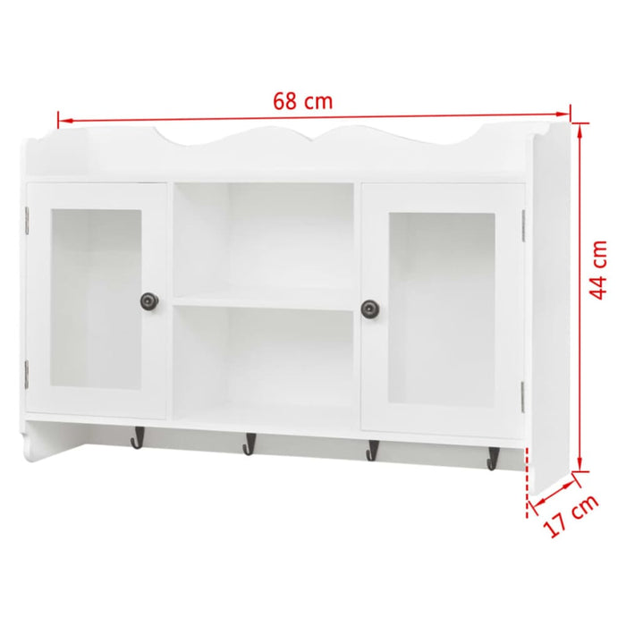 Wall Cabinet Display Shelf Book Dvd Glass Storage White Mdf