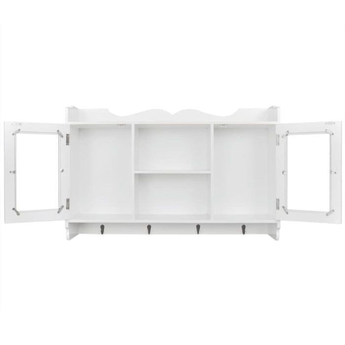 Wall Cabinet Display Shelf Book Dvd Glass Storage White Mdf