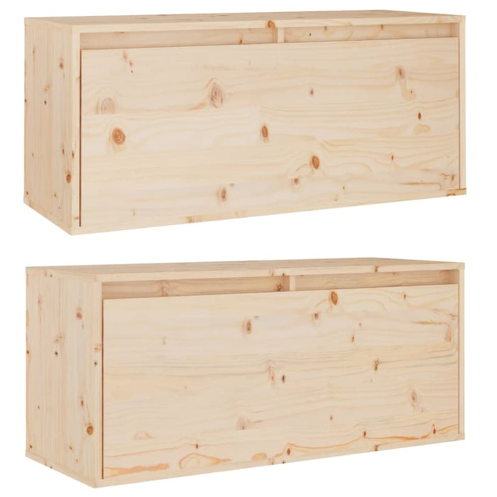 Wall Cabinets 2 Pcs 80x30x35 Cm Solid Wood Pine Notapl