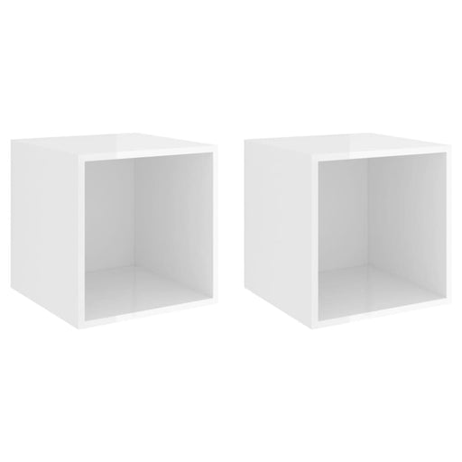 Wall Cabinets 2 Pcs Glossy Look White 37x37x37 Cm Chipboard