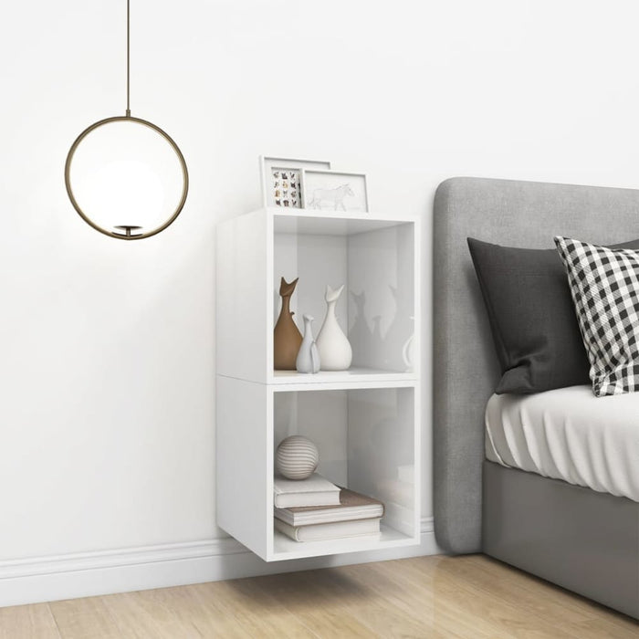 Wall Cabinets 2 Pcs Glossy Look White 37x37x37 Cm Chipboard